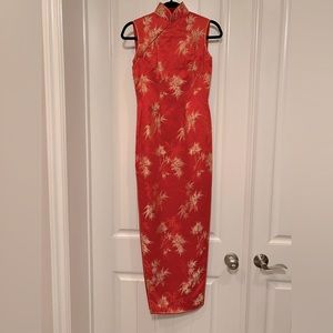 Custom silk qipao dress with thigh high slits